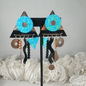 80s style statement piece metal earrings
